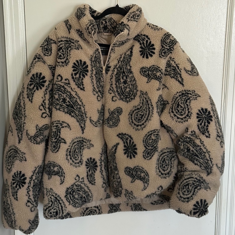 ASOS Borg Puffer Jacket Paisley Mens 2XL Sherpa Lined Streetwear